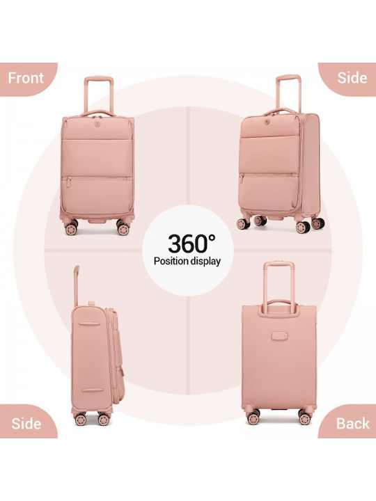 Miss Lulu Large Fabric Pink Travel Suitcase with 4 Wheels Height 74.5cm