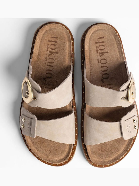Leather Women's Anatomic Flat Sandals Beige