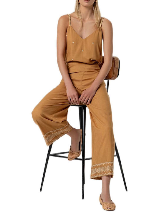 Women's High Rise Pantaloons with Elastic Tabac Brown