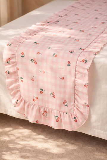 Traverse Checkered Design Cherry 140x32x0cm Solid Kaeming
