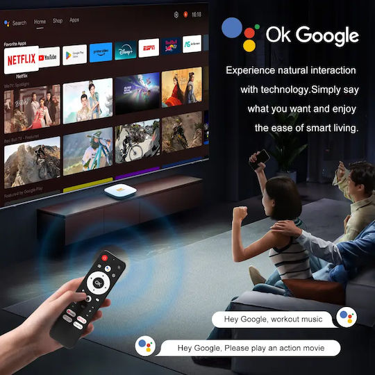 H96 Max TV Box M2 Plus 8K UHD с Wi-Fi USB 2.0 4GB RAM и 32GB Вградена Памет с Операционна Система Android 14.0 и Google Assistant