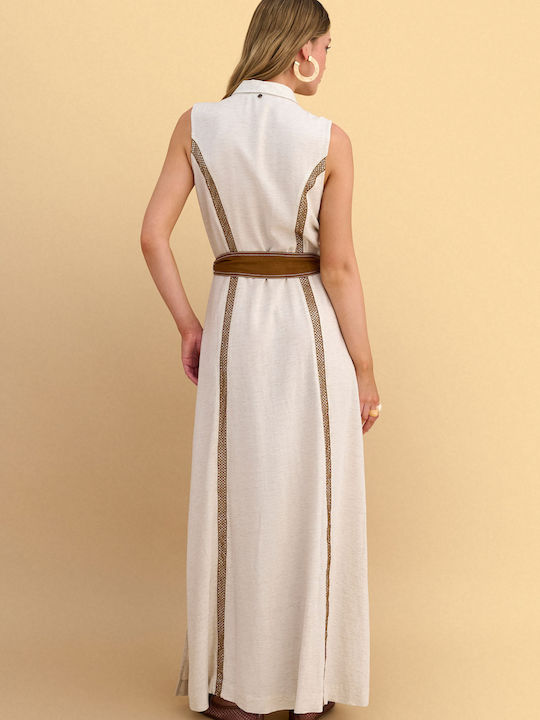Summer Maxi Shirt Dress White 9923327-Natural