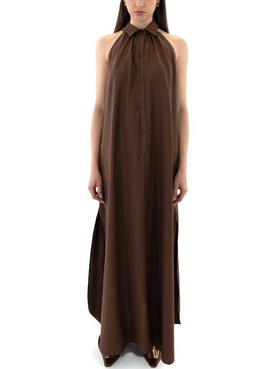Summer Maxi Shirt Dress Brown