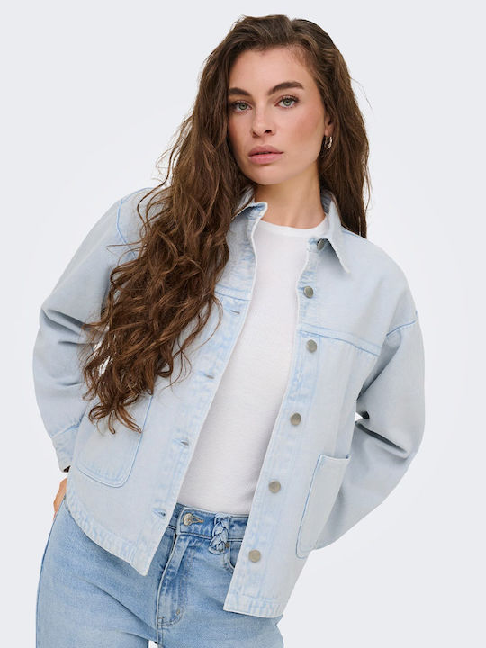 Long Sleeve Women's Denim Shirt Light Blue