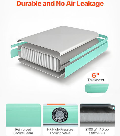 Vevor Inflatable Marine Mattress with Handles Light Blue 366cm