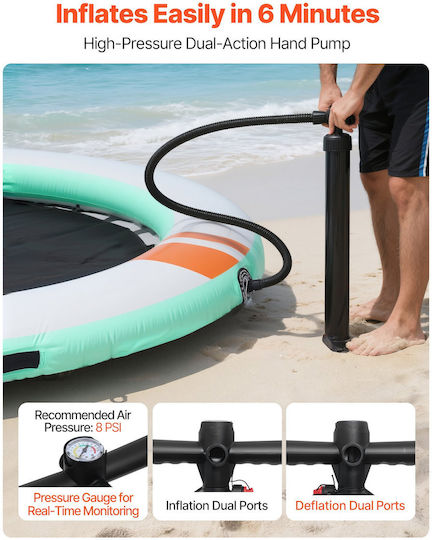 Vevor Inflatable Marine Mattress with Handles Light Blue 366cm