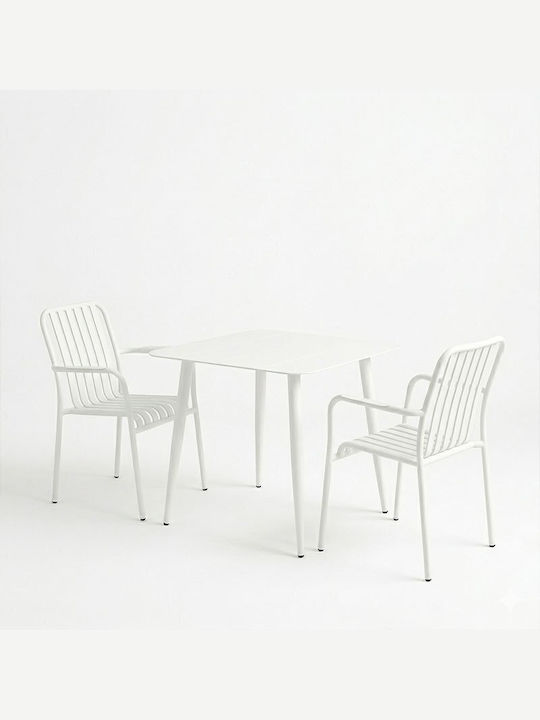 Dining Set for Small Outdoor Spaces Heven 3 Pieces White