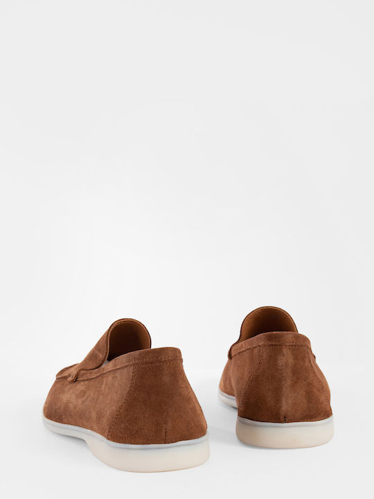 Suede Men's Loafers in Orange Colour