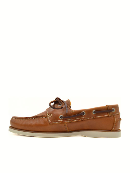 Leather Men's Boat Shoes in Tabac Brown Colour 3000P-2 TAMPA W.S.
