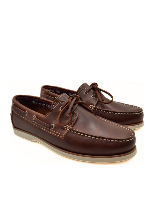 Leather Men's Boat Shoes in Tabac Brown Colour 3000P-2 KONIAK W.S.