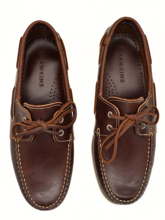 Leather Men's Boat Shoes in Tabac Brown Colour 3000P-2 KONIAK W.S.