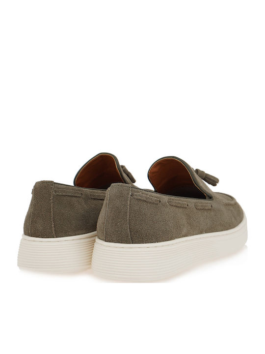 Suede Men's Loafers in Green Colour