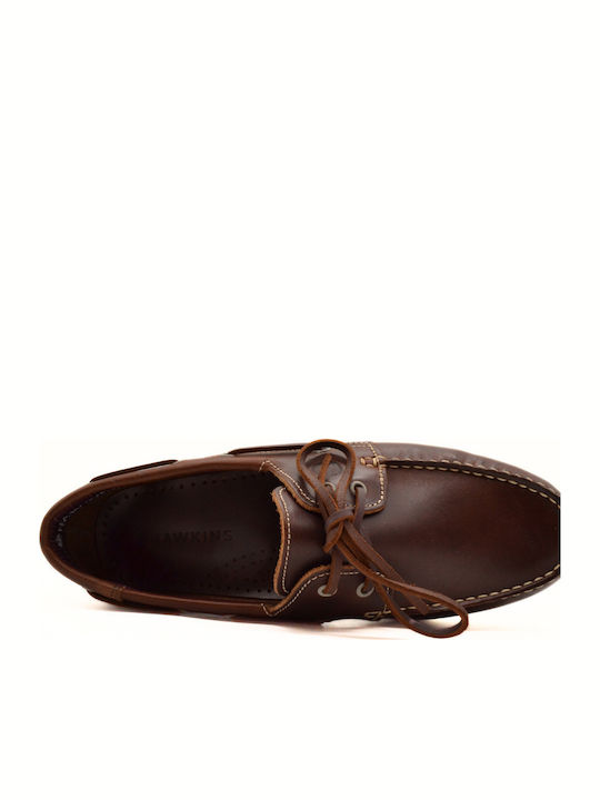Leather Men's Boat Shoes in Tabac Brown Colour 3000P-2 KONIAK W.S.