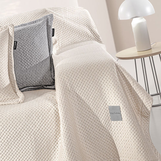 Guy Laroche Cooling Ριχτάρι Διθέσιου Καναπέ Βελουτέ 170x250εκ. Natural