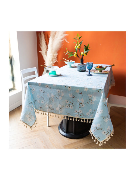 FRIPIA FRIPIA Leinen Tischdecke Hellblau 140x220cm