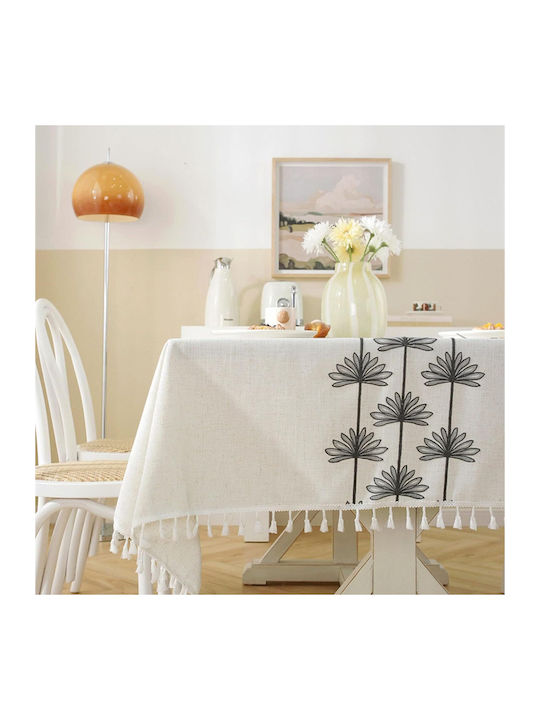FRIPIA Față De Masă Din In Cu Broderie Gri 120x180cm