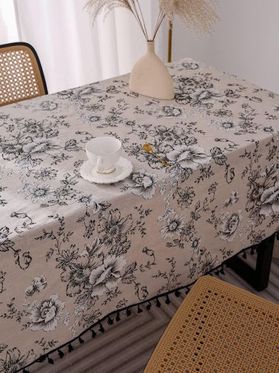 FRIPIA Leinen Tischdecke Schwarz 120x180cm