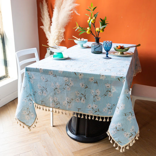 FRIPIA FRIPIA Leinen Tischdecke Hellblau 120x180cm FRIPIA FRIPIA Leinen Tischdecke Hellblau 120x180cm
