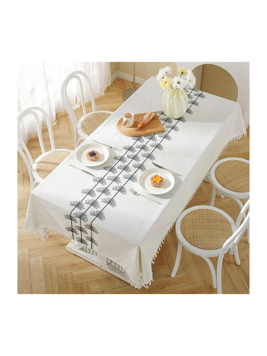 FRIPIA Linen Tablecloth With Gray Embroidery 140x200cm