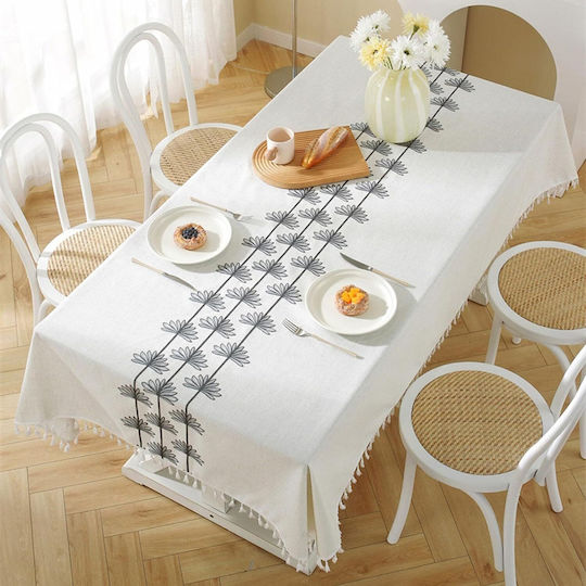 FRIPIA Față De Masă Din In Cu Broderie Gri 140x200cm