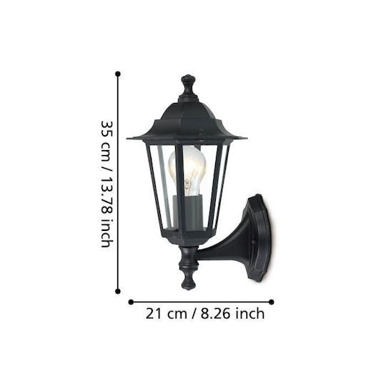 Eglo Laterna Επιτοίχιο Εξωτερικό Φαναράκι E27 IP44 16.5x32x32εκ.