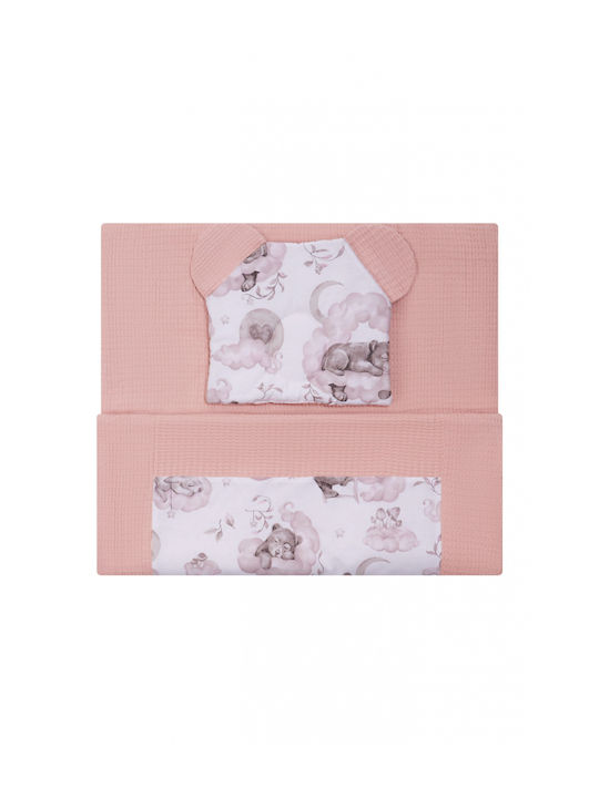 Bocioland Pătură Pepinieră Swaddling Pique Roz cu Animal 75x100cm