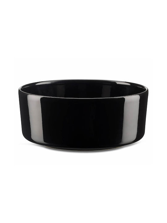 Round Black Porcelain Serving Bowls Diameter 15cm 2 Pieces