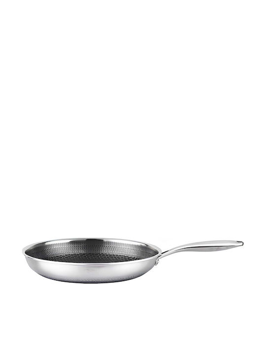 Cheffinger 32cm Pan Honeycomb Coating Long Handle Silver