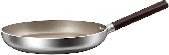 Cheffinger 28cm Induction Non-stick Frying Pan Wood Effect Handle Silver