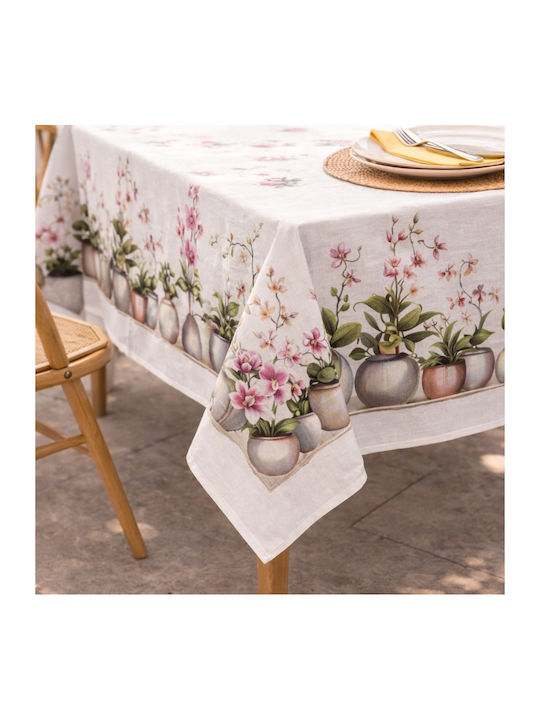 My Home Luxury Stain Resistant White Tablecloth 140x240cm