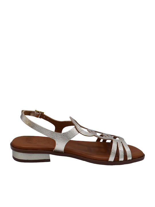 Leather Women's Flat Sandals Champagne