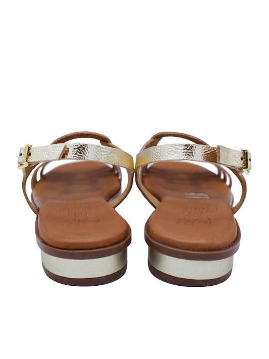 Leather Women's Flat Sandals Champagne
