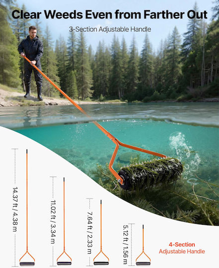 Vevor Lake Weed Roller Ανοξείδωτο Εργαλείο 4,3 Μ Απομάκρυνση Ζιζανίων Ριζών Λάσπης Λίμνες Λιμνούλες 6 Προσυναρμολογημένες Λεπίδες 4 Λαβές Αλουμινίου Hbccgtjcxbxgyznxt002v0