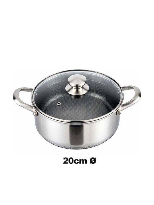 Cheffinger Oală 20cm 3l Acoperire Antiaderentă Tip Fagure Capac Argintie