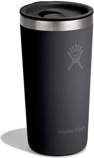 Hydro Flask All Around Glass Thermos Bottle Stainless Steel Plastic 355ml Black
