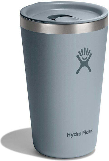 Hydro Flask All Around Ποτήρι Θερμός Πλαστικό 473ml Γκρί με Καλαμάκι και Λαβή