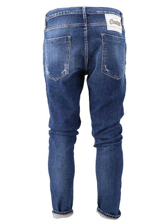 Pantalon De Blugi Elastic Pentru Bărbați Cu Fit Relaxed Albastru