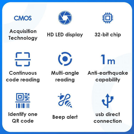 Handheld Wired Scanner with 1D Barcode Readability