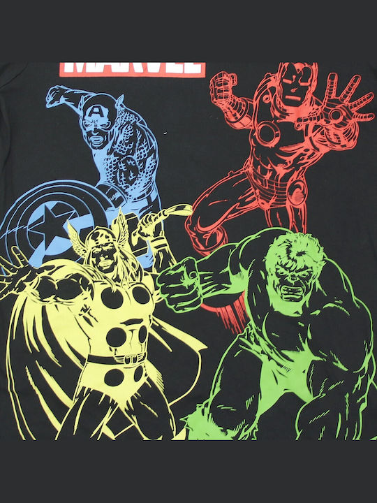 Мъжка Къс Ръкав Тениска Marvel Avengers Earth's Mightiest Heroes Черна 100% Памук Ye35031 Черен