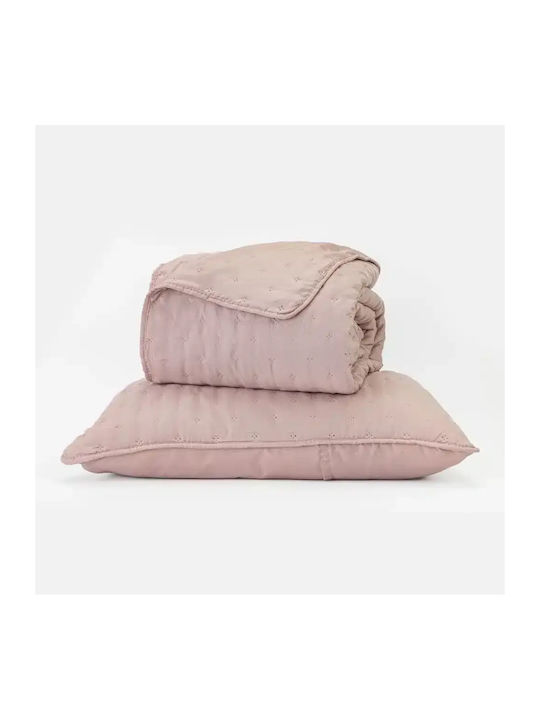 Borea Set Coverlet Double from Polyester Dusty Pink 220x240cm
