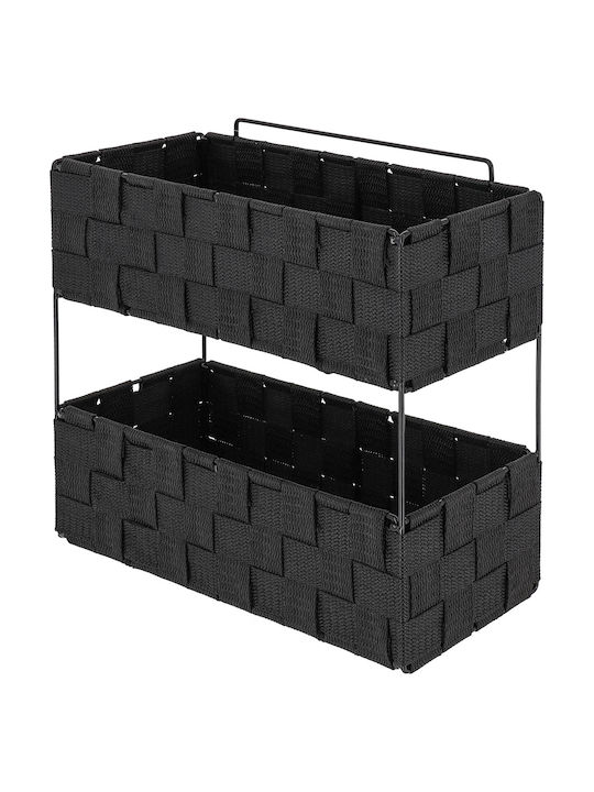 Floor Bathroom Shelf Metallic 29x12x27cm Black