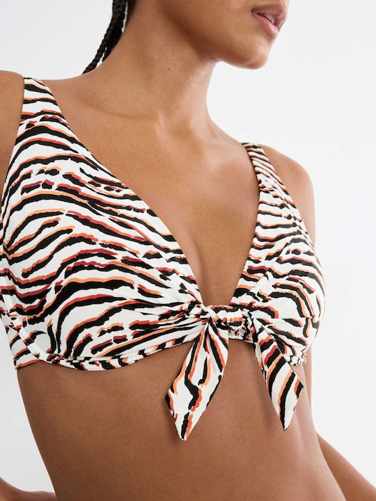 Summer Bikini Bra With Padding White Dark Combination