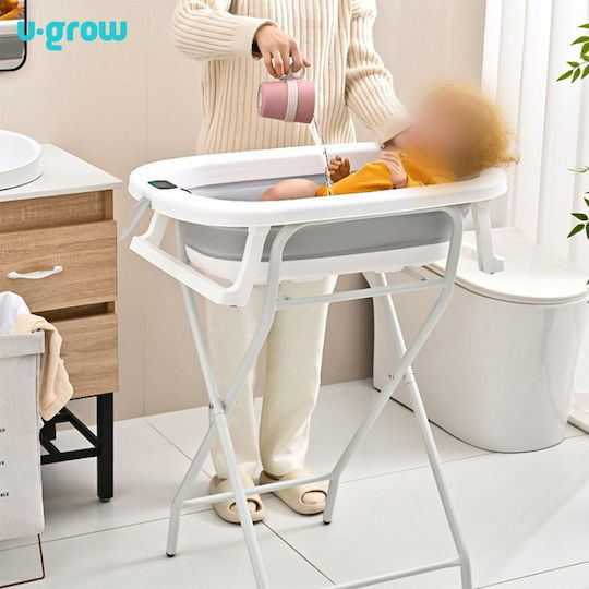 U-Grow Μπανιέρα Μωρού με Βάση με Θερμόμετρο Λευκή