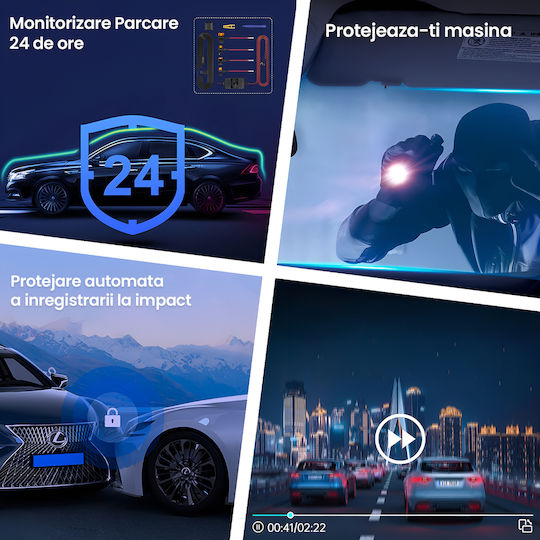 Set Cameră DVR Auto 1440P cu Ecran Wi-Fi și Cameră Marșarier