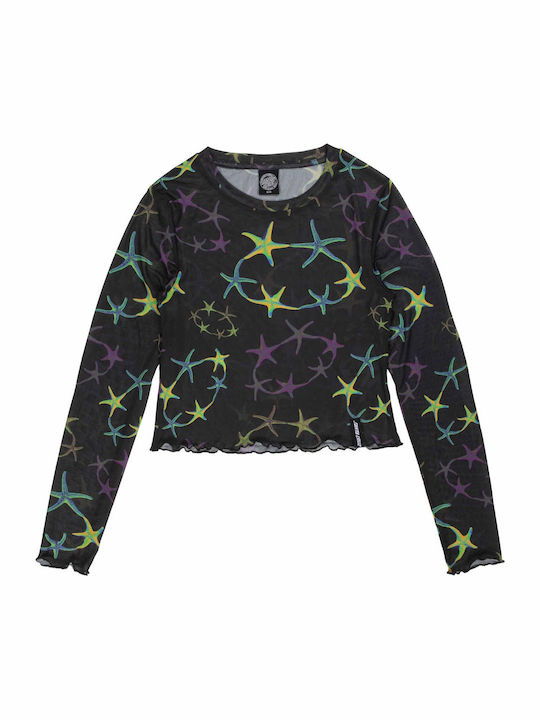 Women's Long Sleeve Black Crop Top