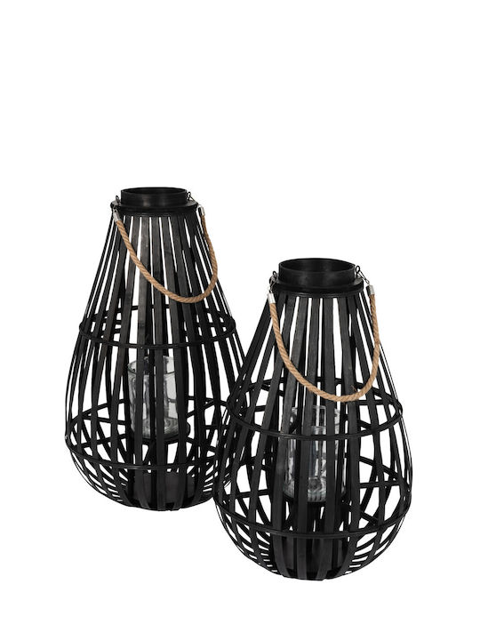Jolipa Bambus Laterne Schwarz 41x41x70cm