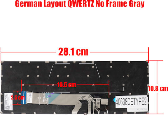Немска Клавиатура За Лаптоп Lenovo Thinkbook 14s-iwl 20rm 14-iml 20rv 13s-iwl 20r9 13s-iml 20rr Yoga 530-14arr 81h9 530-14ikb 81ek 5cb0u43087 5cb0u43214 Без Рамка Сива Код 40638detype2