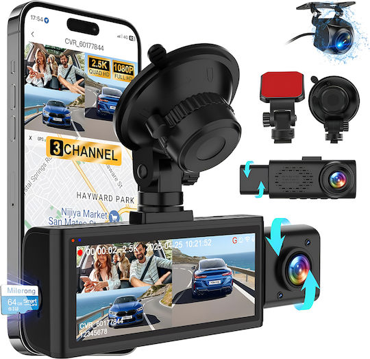 Set Cameră DVR Auto 1440P cu Ecran 3.16" Wi-Fi, GPS și Cameră Marșarier