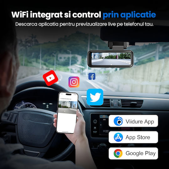 Set Cameră DVR Auto 4K Wi-Fi GPS și Cameră Marșarier