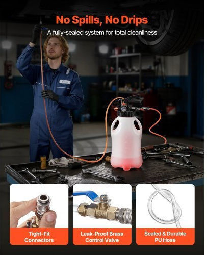 Vevor Transmission Fluid Pump 8 L Capacity Pneumatic Oil Fluid Extractor Atf Refill Dispenser Transfer Pump Wit 15 Atf Adapters Oil Extractor Dispenser Hdpe Tank Cars Boats